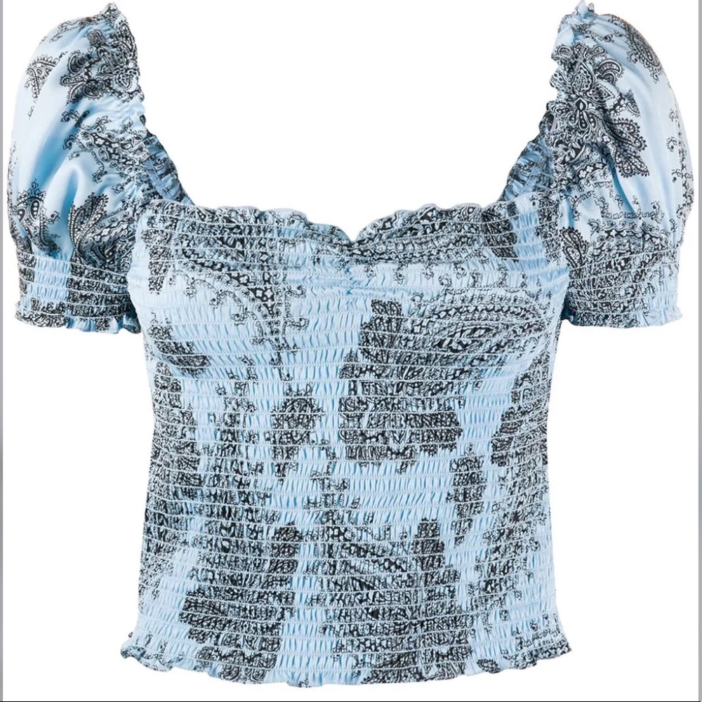 BRAND NEW- Beleen smocked paisley-print top